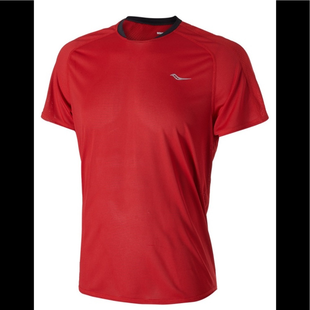Saucony Mens Revolution Short Sleeve Shirt Cherry